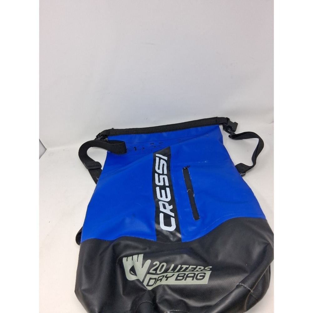 Cressi 20 Liters Dry Bag Blue Black Waterproof Backpack Roll Top Gear Bag